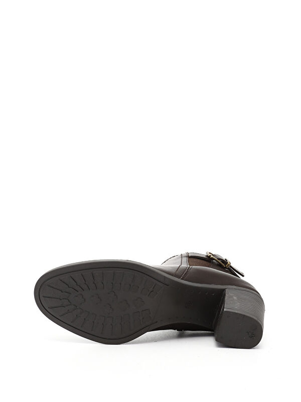 Kadın TÜTÜN KAHVE Fermuarlı Kalın Topuklu Tokalı Bot - Görsel 5