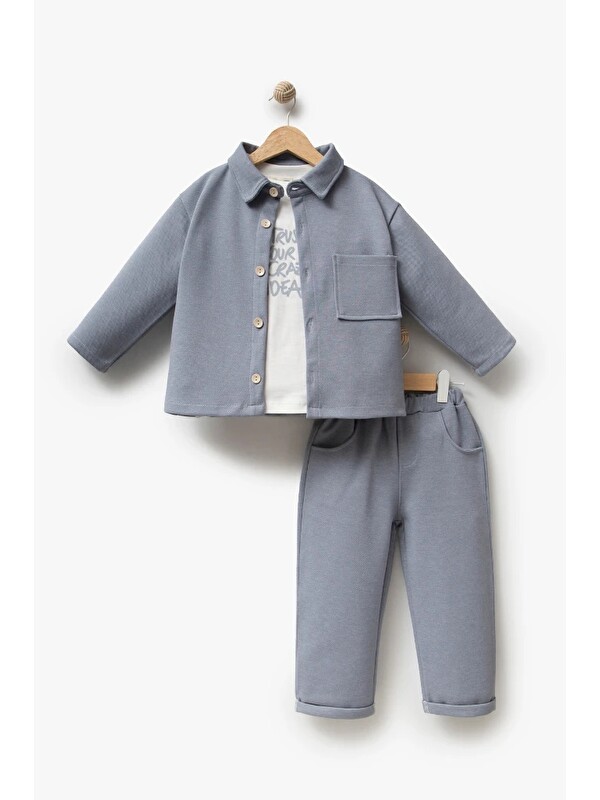 Jikko Baby Erkek Çocuk Gömlek Ceketli 3'lü Takım 9106