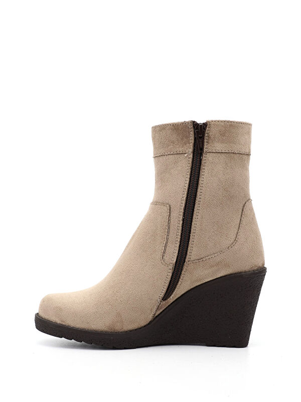 Kadın AÇIK VİZON Fermuarlı Dolgu Topuklu Bot - Görsel 4