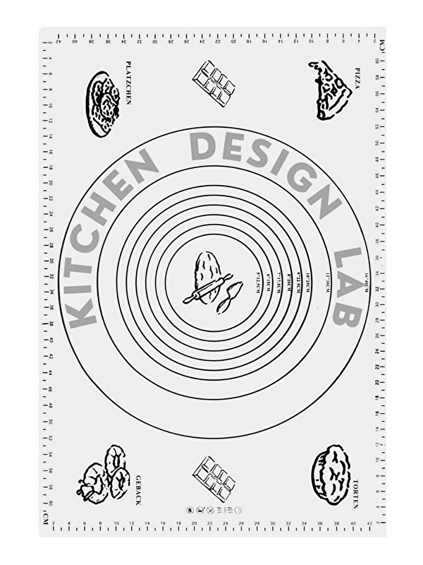 Kitchen Design Lab Beyaz Silikon Ölçülü Çok Amaçlı Hamur Açma Matı 45 cm x 65 cm