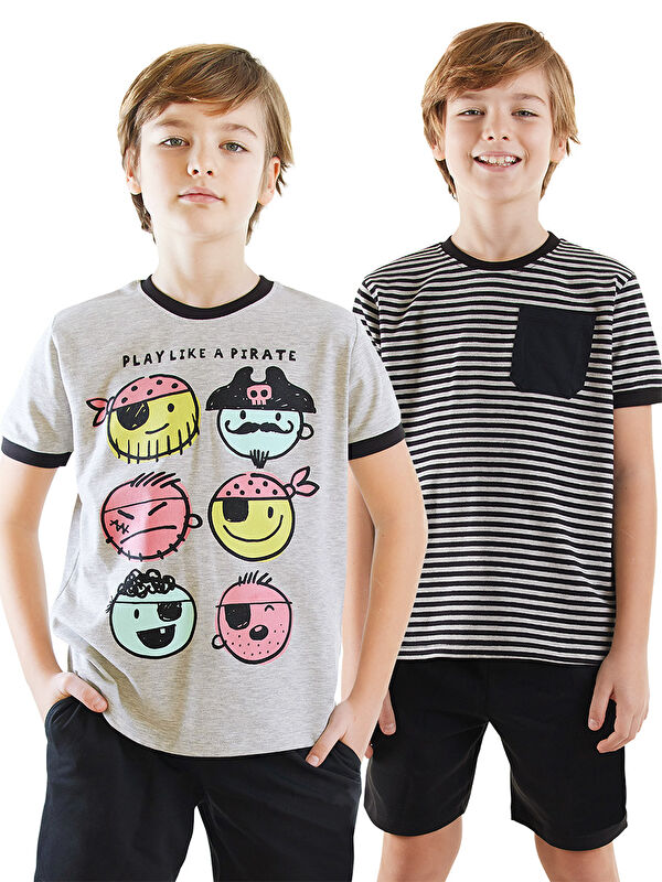 Denokids Pirate Erkek Çocuk 2'li Tişört Takım