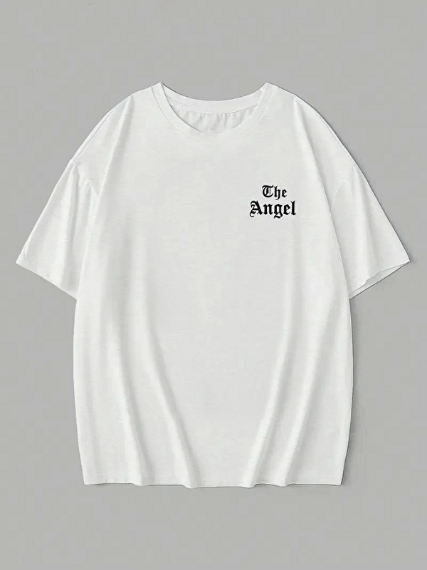 Jane's Baskılı Oversize Bisiklet Yaka T-shirt - Beyaz