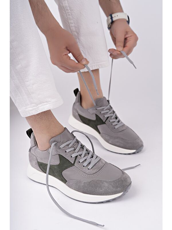 SVENSON Kalın Taban Bağcıklı Hakiki Deri Erkek Günlük Sneaker Spor Ayakkabı - Görsel 2