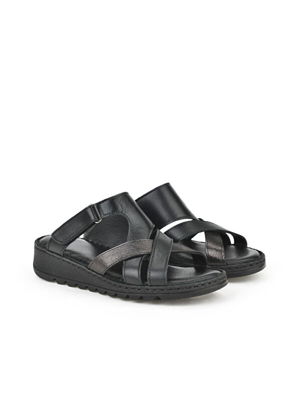 Kadın Hakiki Deri Terlik 1411008Z012 Siyah - Görsel 5