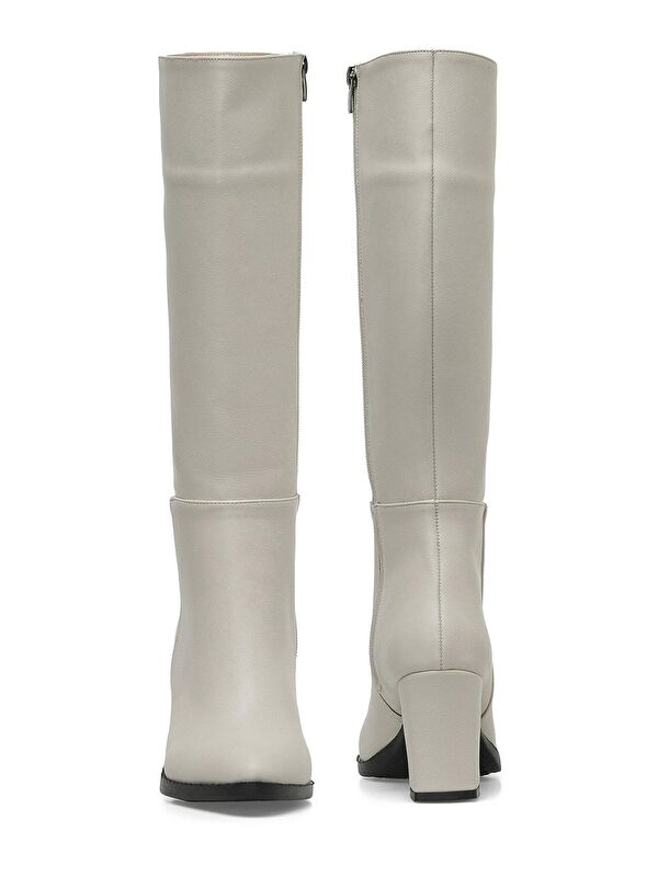 YOKO 3PR Bej Kadın Topuklu Çizme - Görsel 5