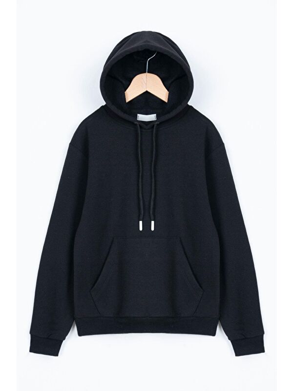 Zepkids Kapüşonlu Uzun Kol Cepli Siyah Renk Erkek Çocuk Sweatshirt