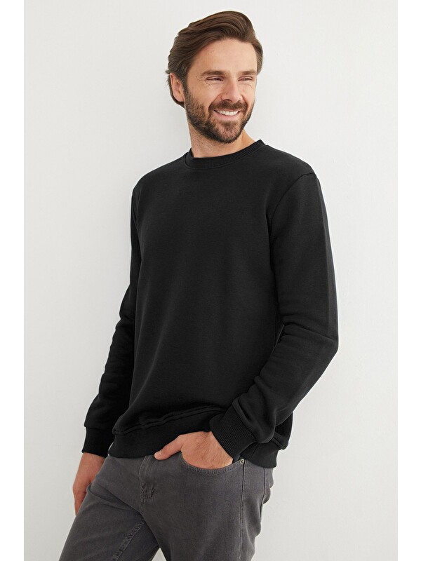 Fullamoda 3 İplik Basic Bisiklet Yaka Sweatshirt