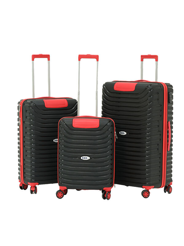 Keo Plus 3’lü Set Siyah-Kırmızı PP Valiz