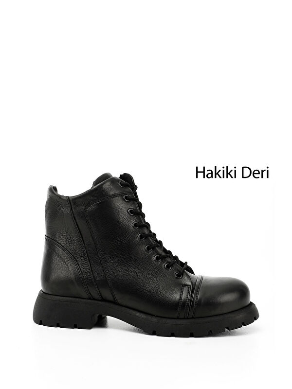 GÖNDERİ(R) Kadın ZÜMRÜT-SİYAH Bağcık ve Fermuarlı Hakiki Deri Postal Bot