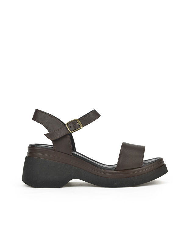 Kadın Hakiki Deri Topuklu Sandalet 141992Z68002 Kahve - Görsel 5