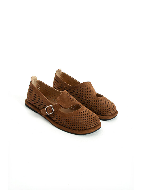 DUXAL SHOES Mandy Kadın Hakiki Deri comfort Taban Tokalı Delikli Babet