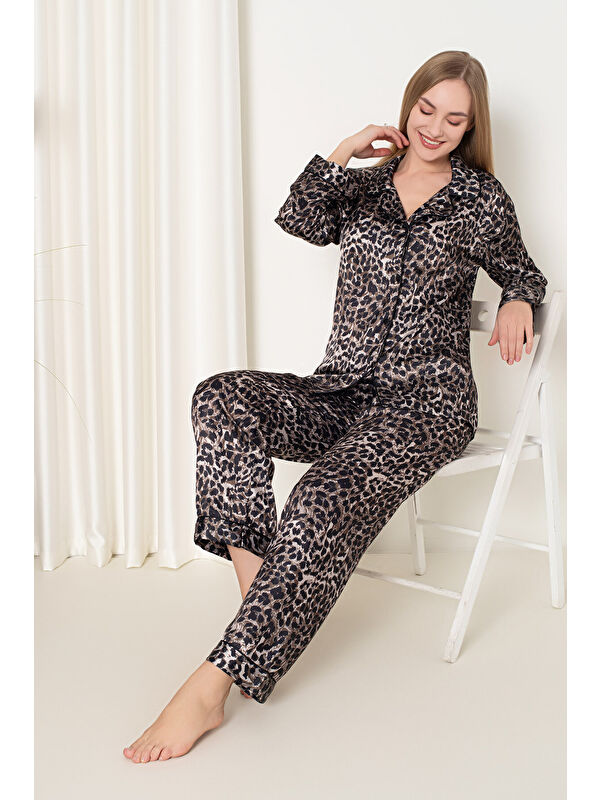 NBB Leopar Saten Pijama Takımı