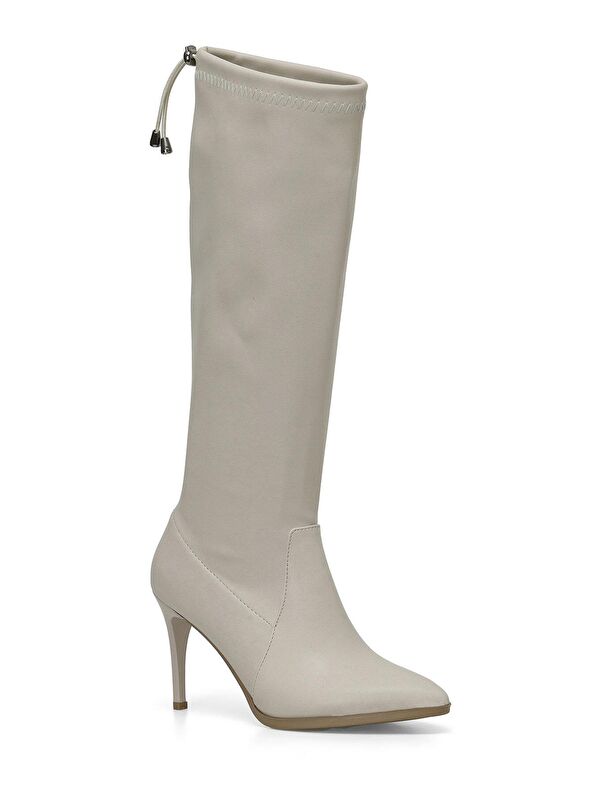 ENJOY 3PR Bej Kadın Topuklu Çizme - Görsel 3