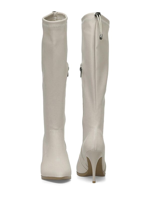 ENJOY 3PR Bej Kadın Topuklu Çizme - Görsel 5