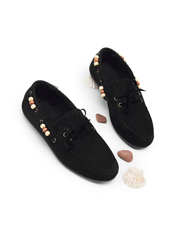 Tonny Black Kahverengi Tonny Black Rahat Kalip Kadın Boncuk Detaylı Günlük Babet