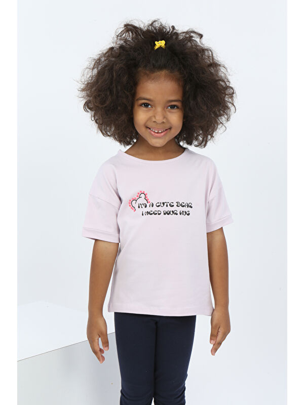 Toontoykids Kız Çocuk Ayıcık Baskılı Tişört