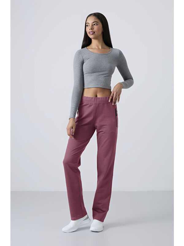 Tommylife Soft Vişne Fermuar Cepli Rahat Form Klasik Paça Kadın Eşofman Alt - 94195