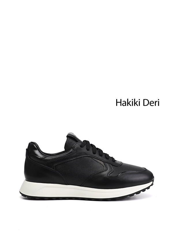 GÖNDERİ(R) Erkek SİYAH Bağcıklı Hakiki Deri Sneaker
