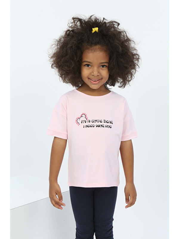 Toontoykids Kız Çocuk Ayıcık Baskılı Tişört