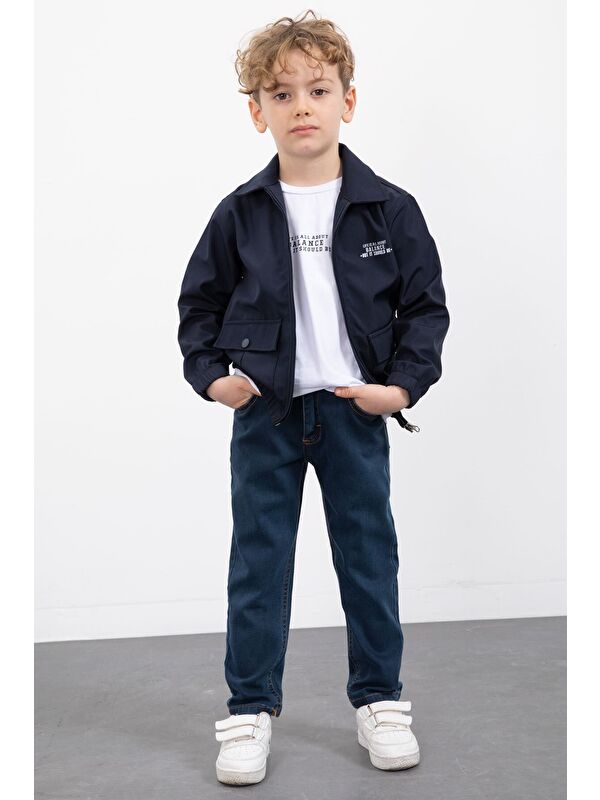 Cansın Mini Lacivert Çıtçıt Cepli Ceketli Jean Pantolonlu Erkek Çocuk 3lü Takım 23383