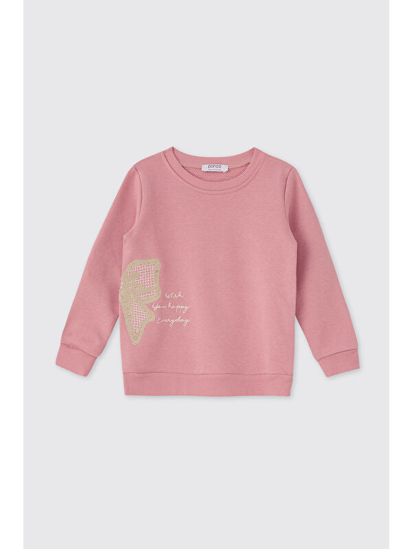 Panço Kız Çocuk Pudra Sweatshirt