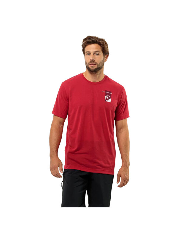 Jack Wolfskin Vonnan S/s Graphic T Erkek Kırmızı Tişört