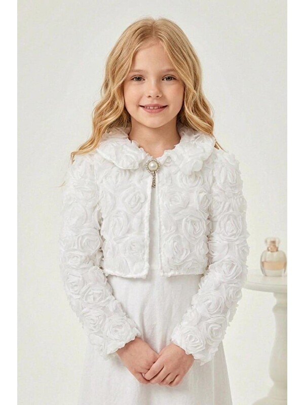 Mnk Baby & Kids Luvia Lase Detay Kız Çocuk Bolero M00812