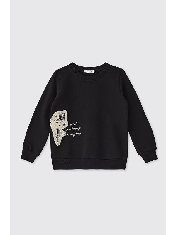 Panço Kız Çocuk Siyah Sweatshirt