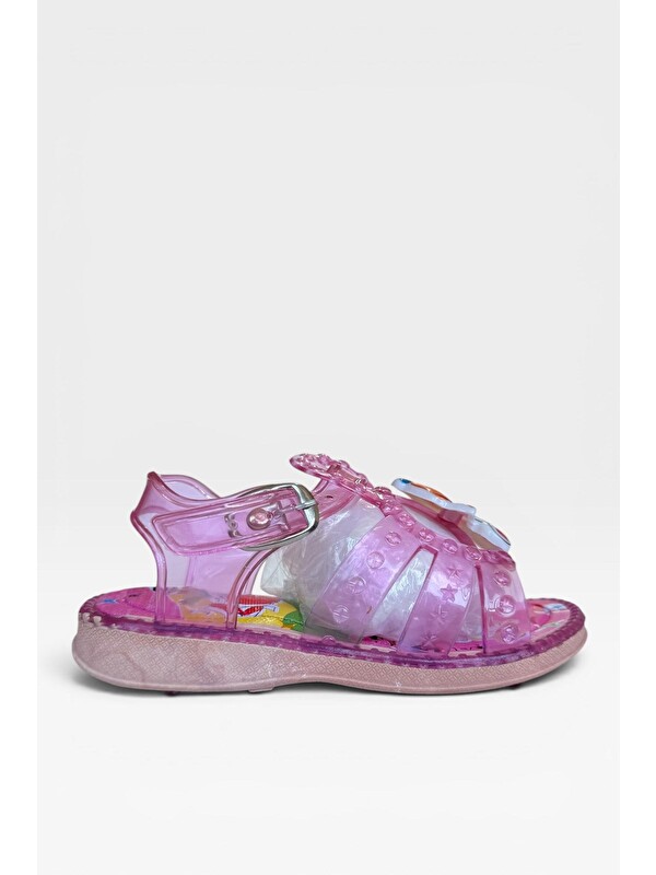 LİGER Günlük Havuz Plaj Ayarlanabilir Tokalı Çocuk Sandalet Pembe