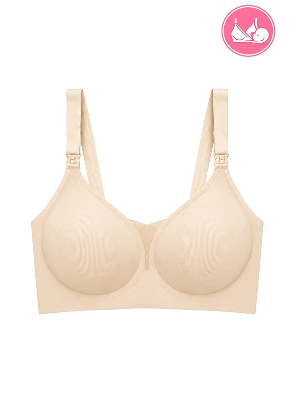 Cottonhill Seamless Bra - Nuvia |Ten Lazer Kesim Klipsli Önden Açılabilir Rib Dokulu Dikişsiz Emzirme Sütyeni