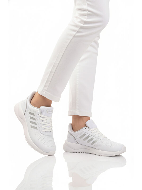 Beyaz Bağcıklı Hafif Esnek Unisex Spor Ayakkabı Nereus G - Görsel 2