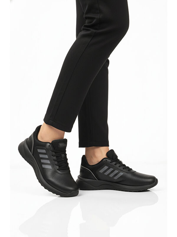 Siyah Bağcıklı Hafif Esnek Unisex Spor Ayakkabı Nereus G - Görsel 2