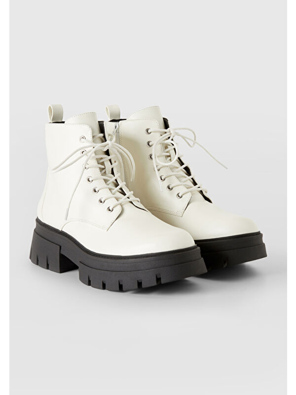 Kadın Beyaz Suni Deri Bot - Görsel 3