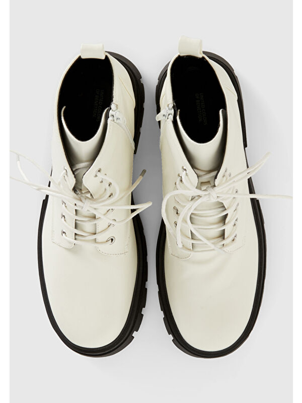 Kadın Beyaz Suni Deri Bot - Görsel 4