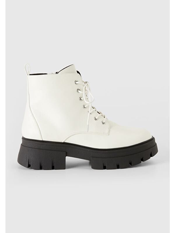 Kadın Beyaz Suni Deri Bot - Görsel 5