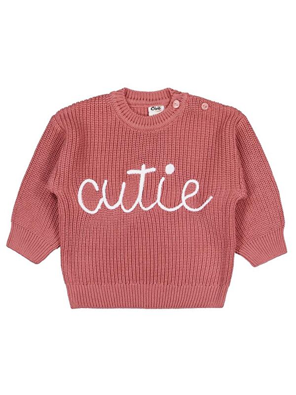 Civil Baby Cutie İşlemeli 6-18 Ay Kazak - Turuncu 6-9 Ay
