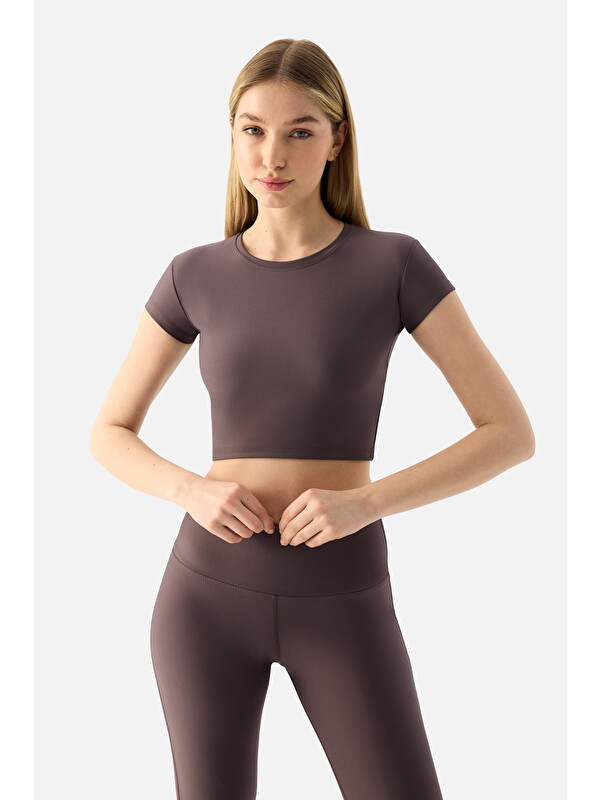 Superstacy Melina Kısa Kol Açık Mor Crop Top