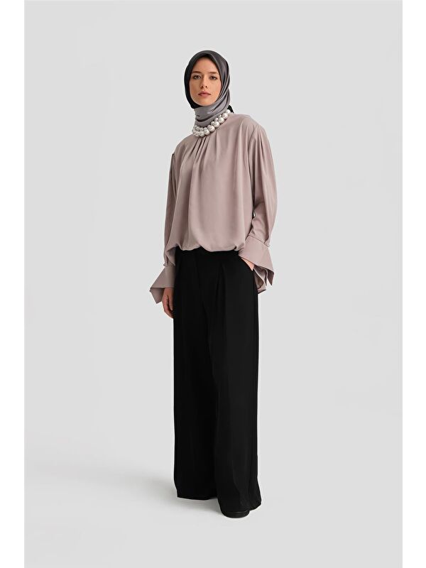 ARMİNE Manşeti Kuşaklı Bluz 24K3612 Vizon