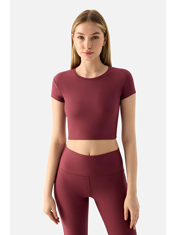 Superstacy Melina Kısa Kol Gül Kurusu Crop Top
