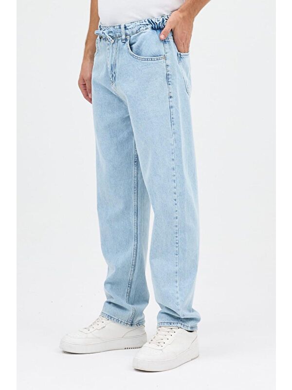 Oksit Reax 896 Beli Lastikli İpli Baggy Bol Kesim Jean Pantolon