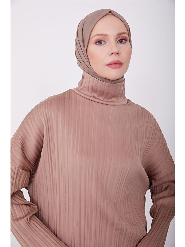 ARMİNE Pliseli Örme Bluz 23K3216 Latte
