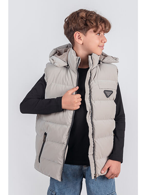 Pina Kids Kapüşonlu Erkek Çocuk Nova Kumaş Şişme Yelek