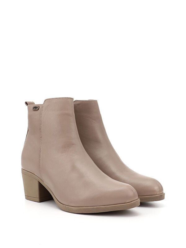 Gonderi(r) Kahverengi Gonderi(r) Hakiki Deri Kadın Fermuarlı Topuklu Bot