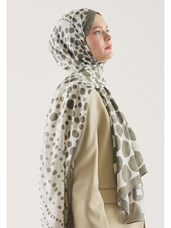 Fresh Scarfs Polka Dots Desen Rami Şal Çağla