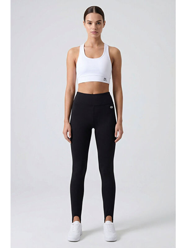 Tommylife Siyah Standart Fit Esnek Spor Performans Kadın Topuklu Tayt - 94685