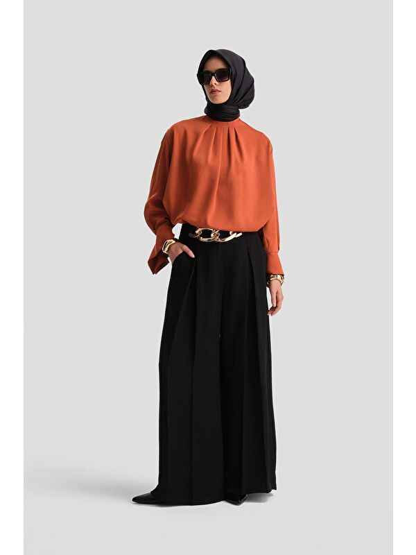 ARMİNE Manşeti Kuşaklı Bluz 24K3612 Kiremit