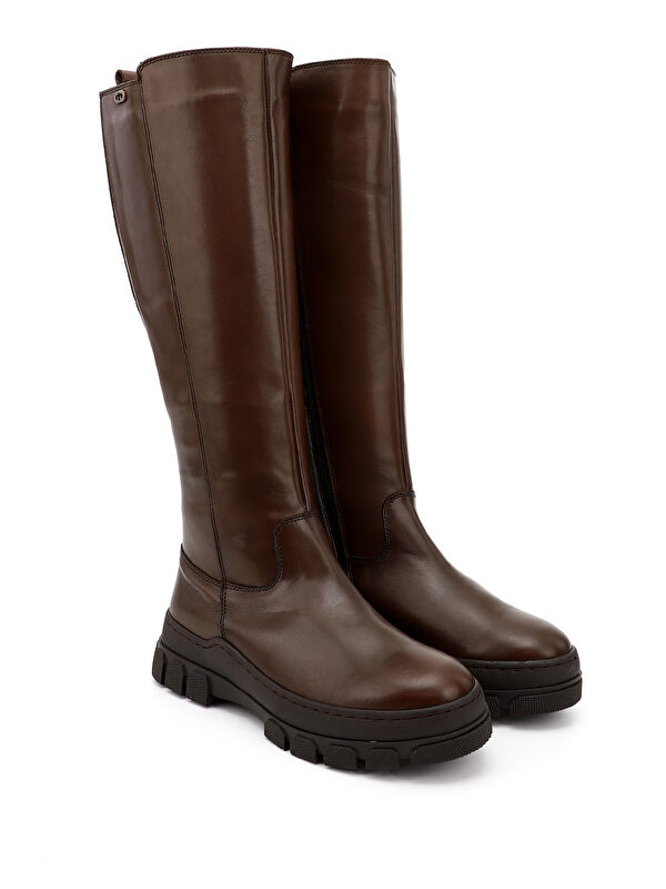 Kadın ORTA KAHVERENGİ Fermuarlı Kauçuk Taban Hakiki Deri Çizme - Görsel 3