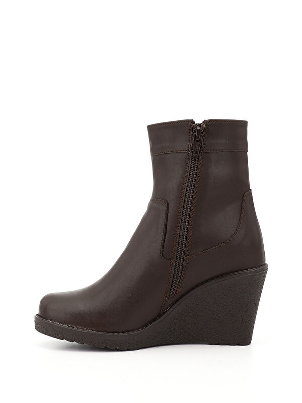 Kadın ORTA KAHVERENGİ Fermuarlı Dolgu Topuklu Bot - Görsel 4