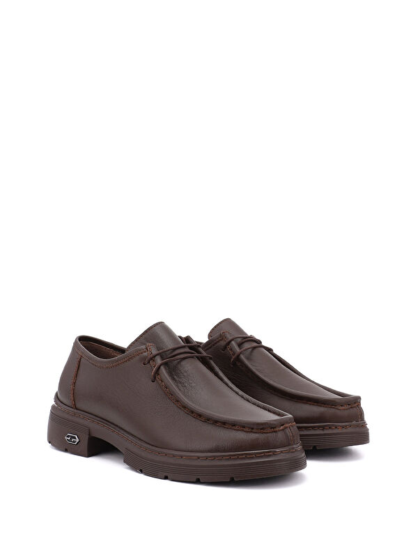 Kadın ÇİKOLATA KAHVE Bağcıklı Hakiki Deri Comfort Ayakkabı - Görsel 3