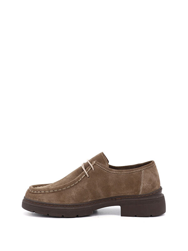 Kadın VİZON Bağcıklı Hakiki Deri Comfort Ayakkabı - Görsel 4